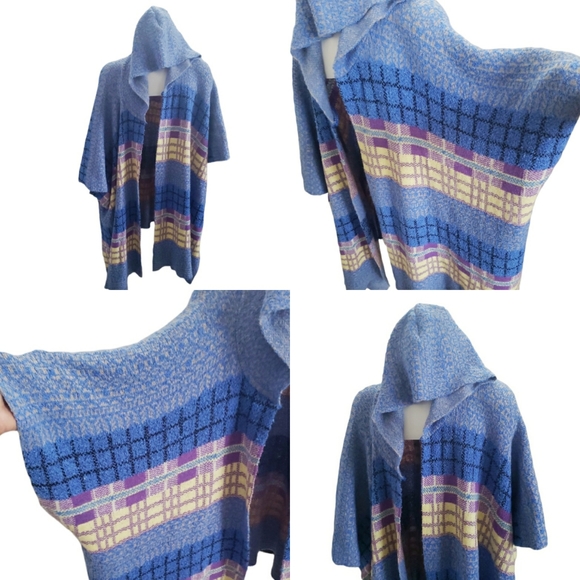 Free People Sweater Poncho Hooded Cardigan Multicolor Oversized Slouchy Soft OS - Picture 2 of 15
